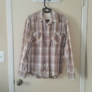 Casual Brown Plaid Button Down